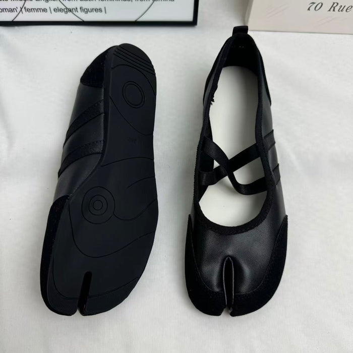 Split-toe crossover flat shoes