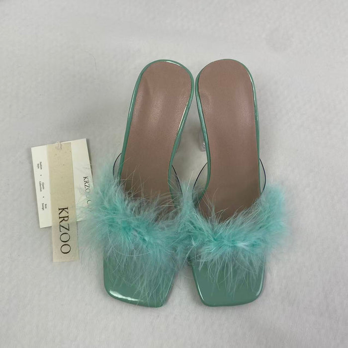 Square-toe one-piece slip-on slippers