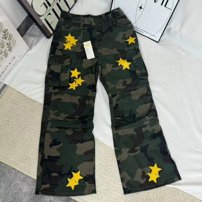 Star-Print Camouflage Utility Jeans