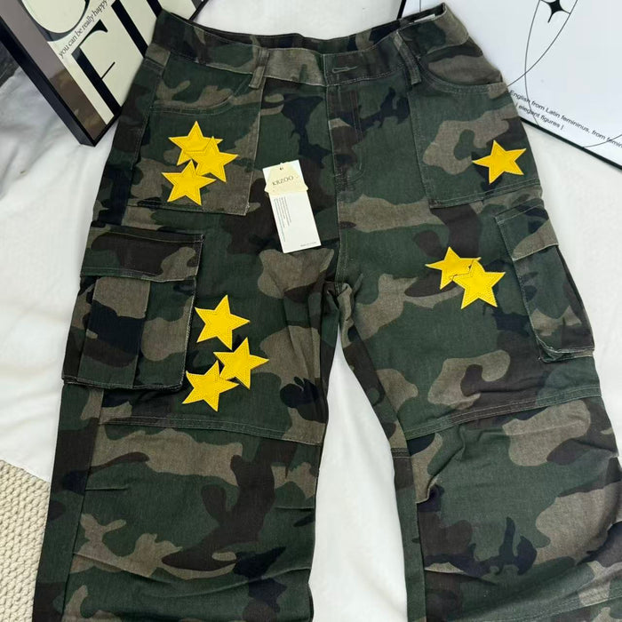 Star-Print Camouflage Utility Jeans