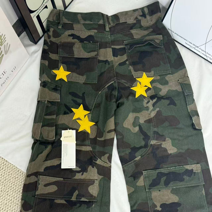Star-Print Camouflage Utility Jeans
