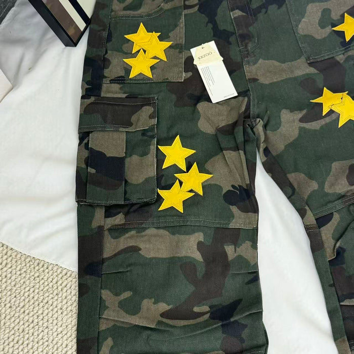 Star-Print Camouflage Utility Jeans
