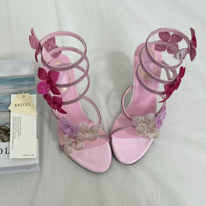 Stiletto Floral Butterfly High Heels
