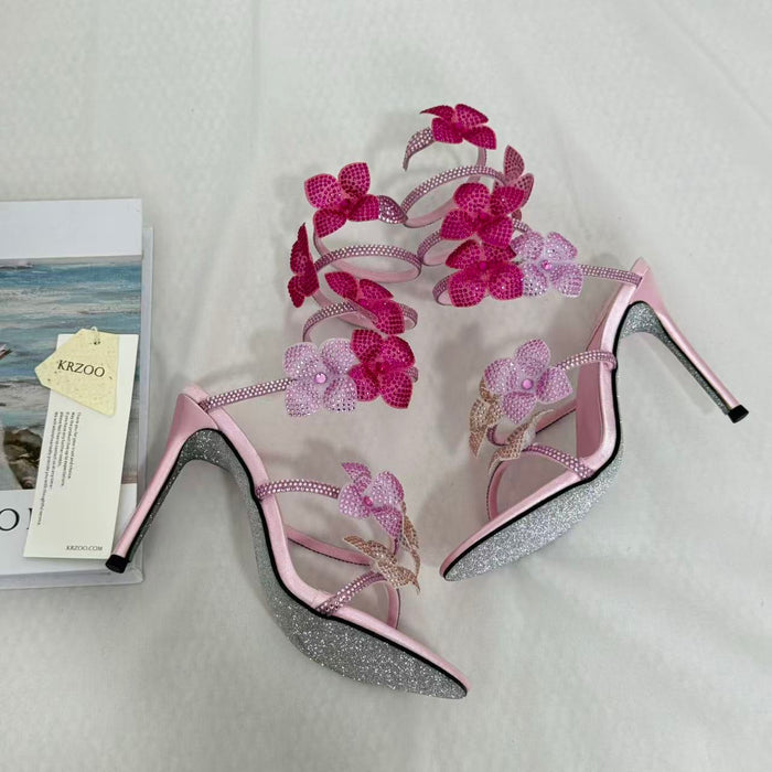 Stiletto Floral Butterfly High Heels