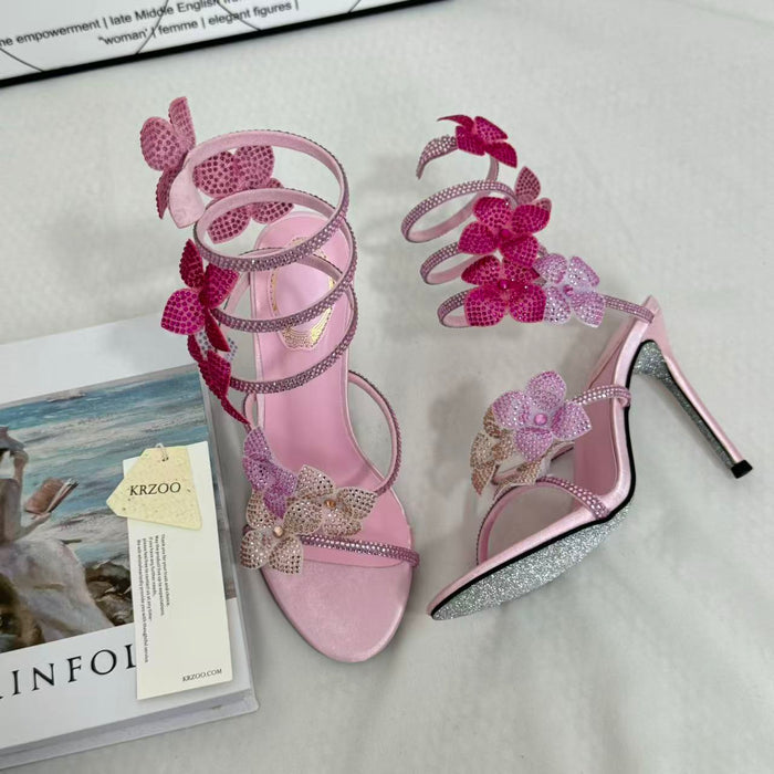 Stiletto Floral Butterfly High Heels