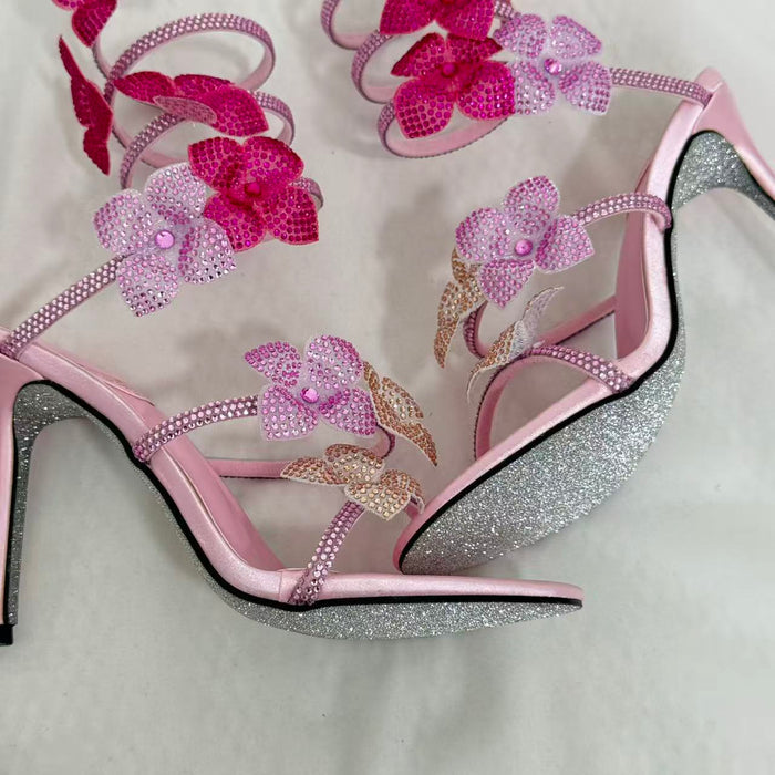Stiletto Floral Butterfly High Heels