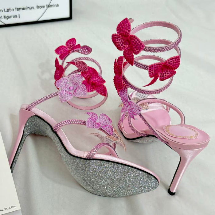 Stiletto Floral Butterfly High Heels