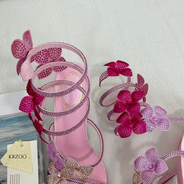 Stiletto Floral Butterfly High Heels
