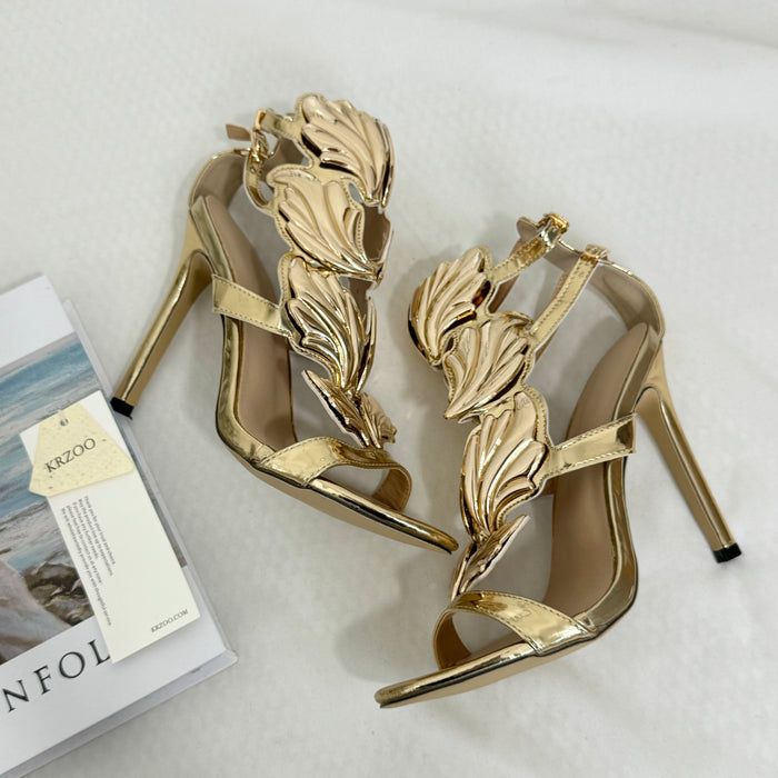 Stiletto Sandals With Metal Wings