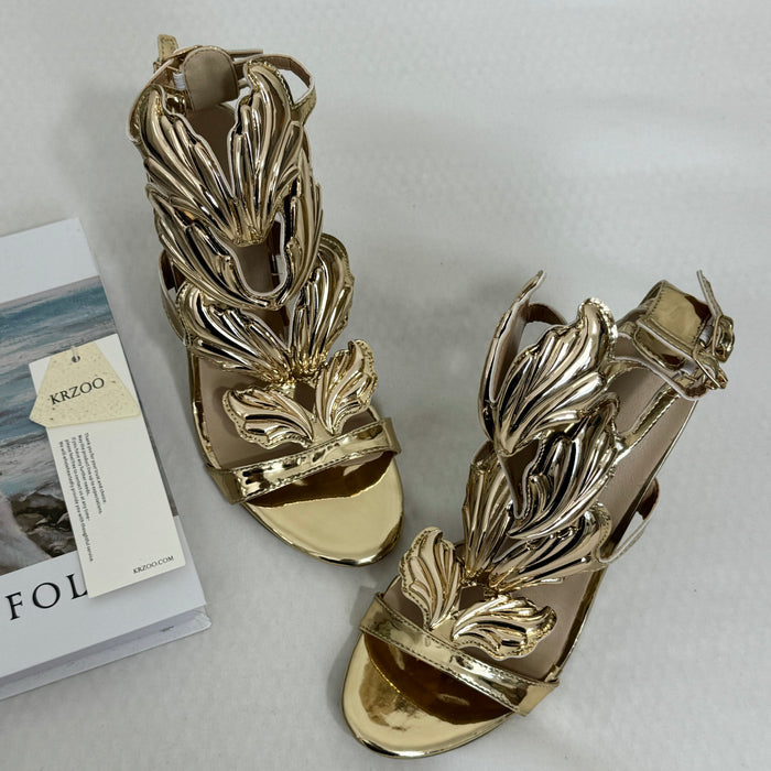 Stiletto Sandals With Metal Wings