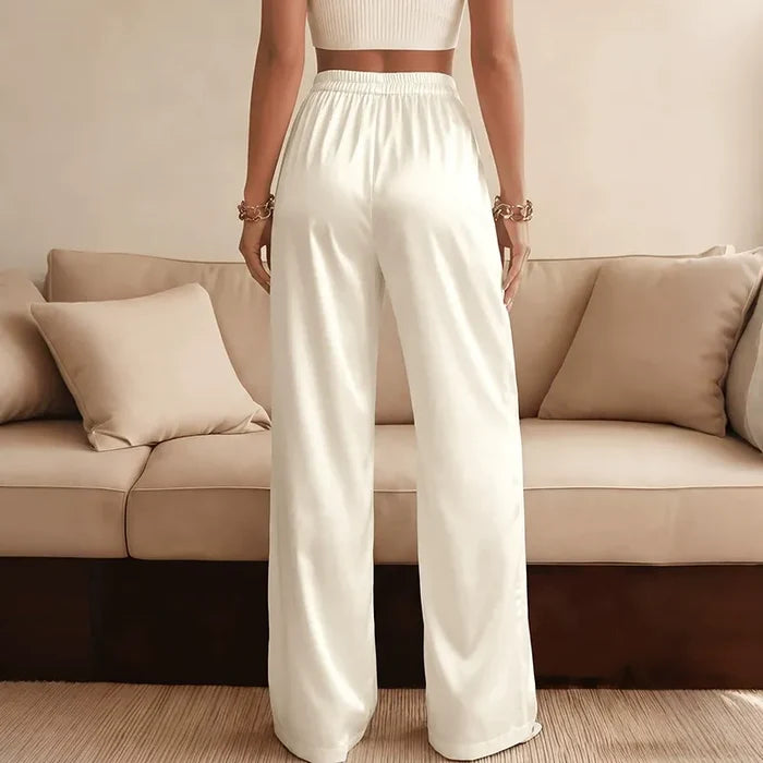 Straight-Leg Trousers With Lace-Panel Pockets