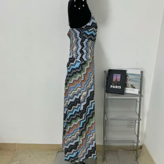 Strap pleated figure-hugging dress