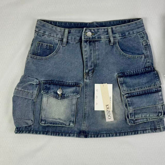 Stretch-fit work pants with pockets short skirt