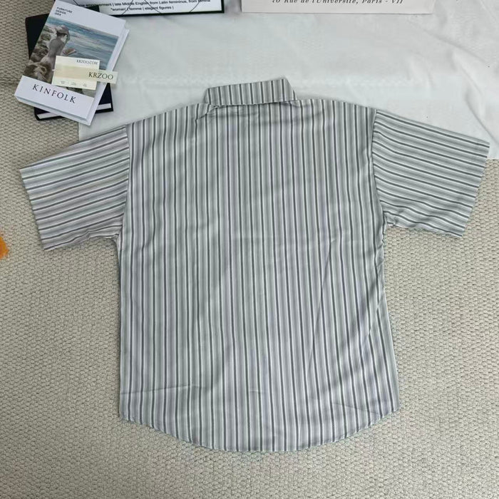 Striped V-neck short-sleeved shirt
