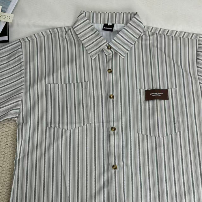 Striped V-neck short-sleeved shirt