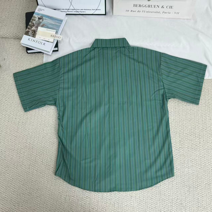 Striped V-neck short-sleeved shirt