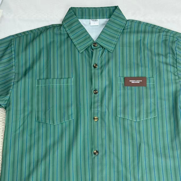 Striped V-neck short-sleeved shirt