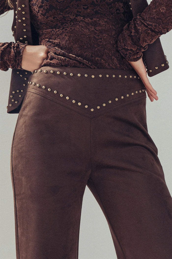Studded Suede Flare Pants
