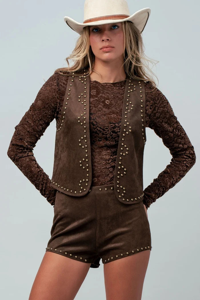 Studded Suede Vest