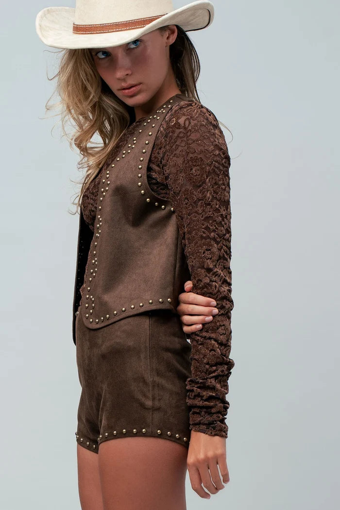 Studded Suede Vest