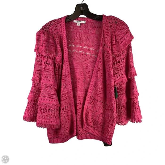 Sweater Cardigan By Chicos In Pink, Size: S