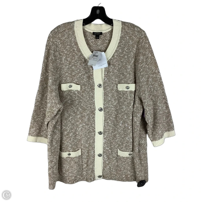 Sweater Cardigan By J. Jill In Tan, Size: 3X