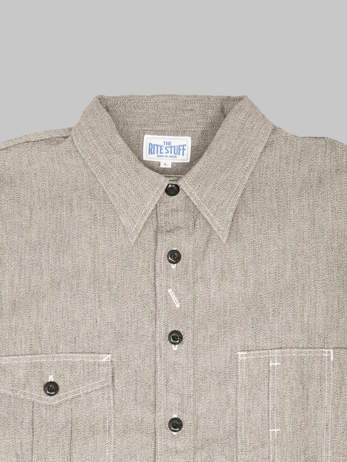 The Rite Stuff Railhead Engineer Selvedge Salt & Pepper Work Shirt Iron Grey