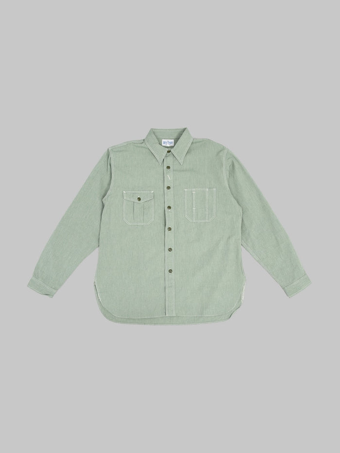 The Rite Stuff Railhead Engineer Selvedge Salt & Pepper Work Shirt Sage Green