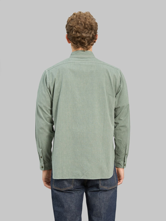 The Rite Stuff Railhead Engineer Selvedge Salt & Pepper Work Shirt Sage Green