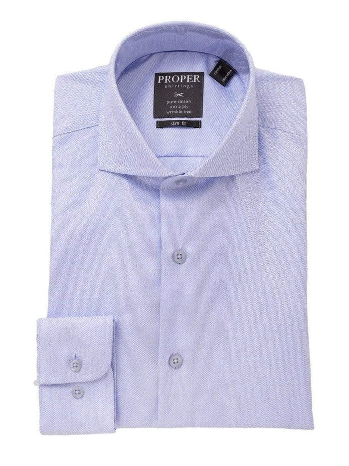 Proper Shirtings SHIRTS 16 1/2 / 32/33 The Suit Depot Mens 100% Cotton Blue Cutaway Collar Slim Fit Dress Shirt