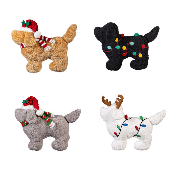 Throw Pillow Christmas Dog Shaped Pillow- 4 STYLES