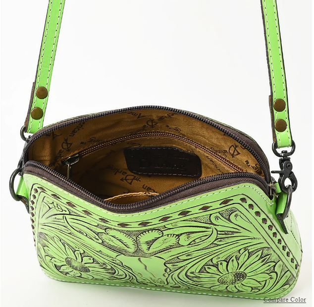Tooled Leather Crossbody Handbag