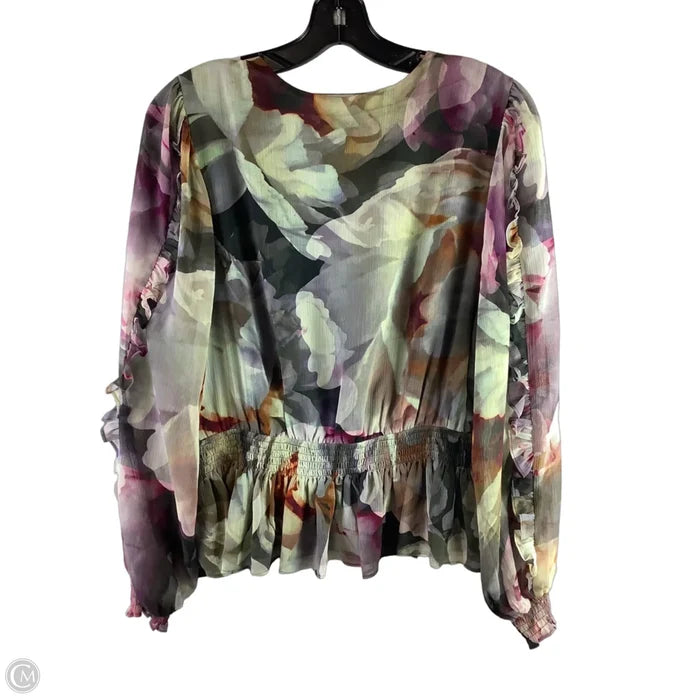 Top Long Sleeve By Express In Floral Print, Size: L