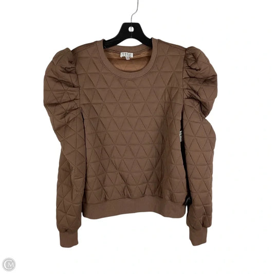 Top Long Sleeve By Tcec In Brown, Size: M