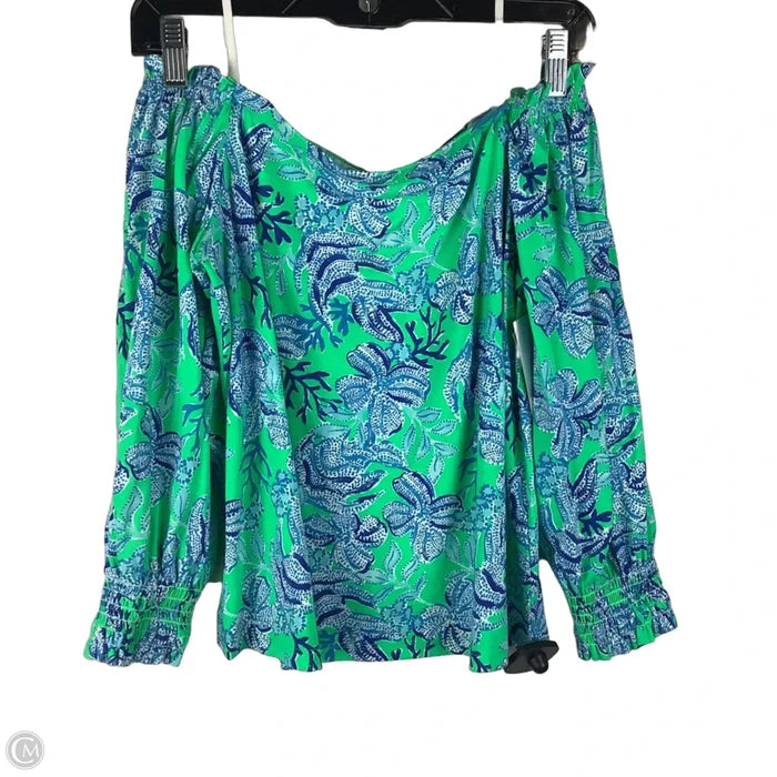 Top Long Sleeve Designer By Lilly Pulitzer In Blue & Green, Size: Xs