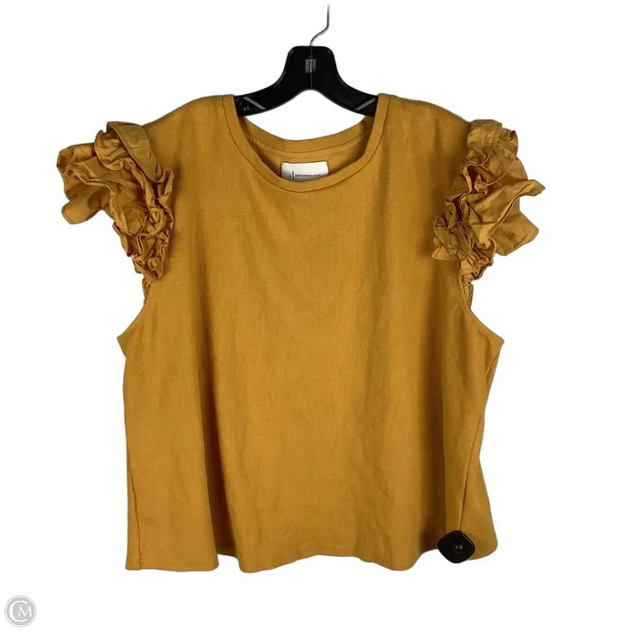 Top Short Sleeve By Anthropologie In Yellow, Size: 3x