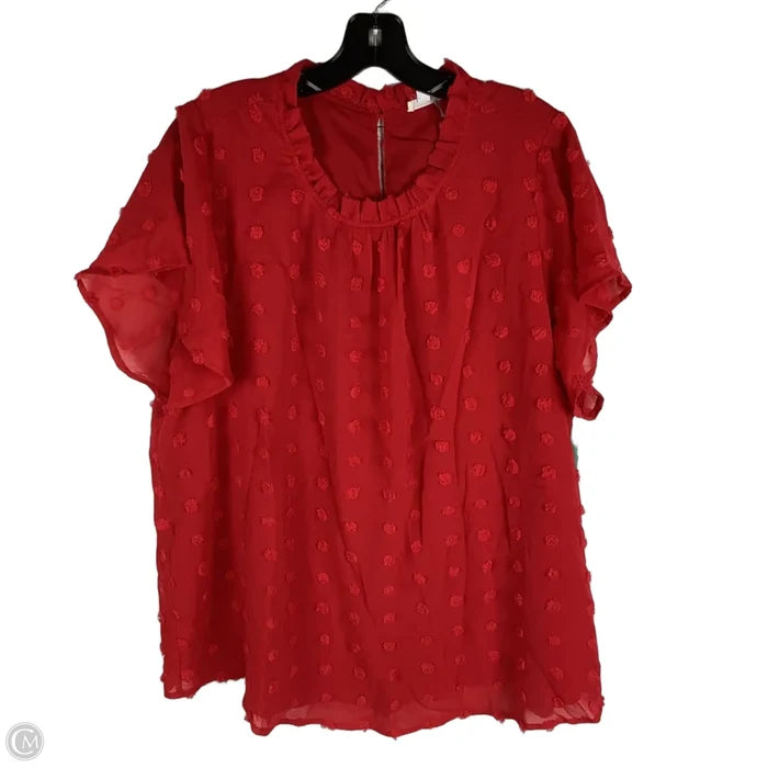 Top Short Sleeve By Chicsoul In Red, Size: 1x