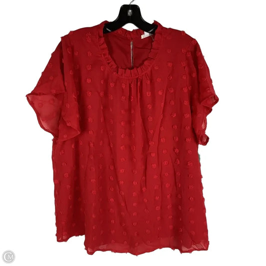 Top Short Sleeve By Chicsoul In Red, Size: 1x