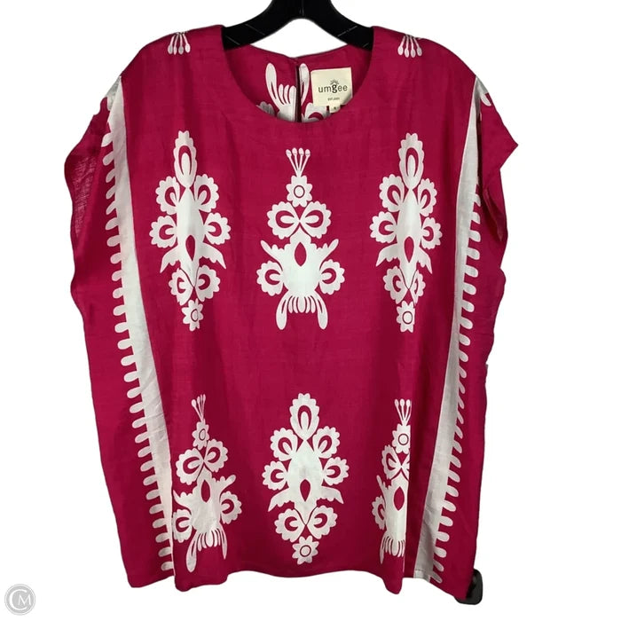Top Short Sleeve By Umgee In Pink & White, Size: S