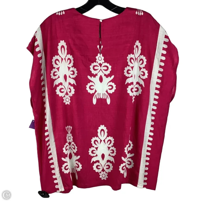 Top Short Sleeve By Umgee In Pink & White, Size: S