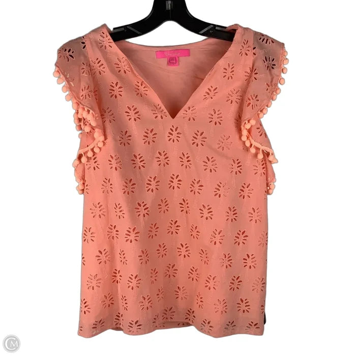 Top Short Sleeve Designer By Lilly Pulitzer In Peach, Size: Xs