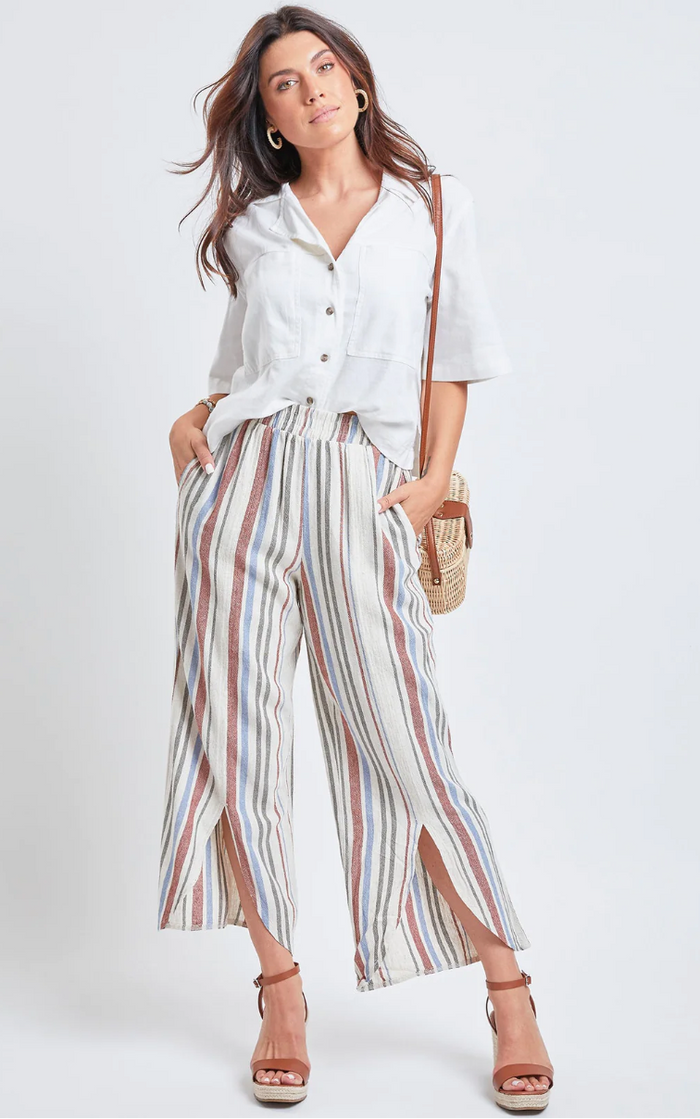 Tulip Slit Hem Wide Leg Cropped Pant
