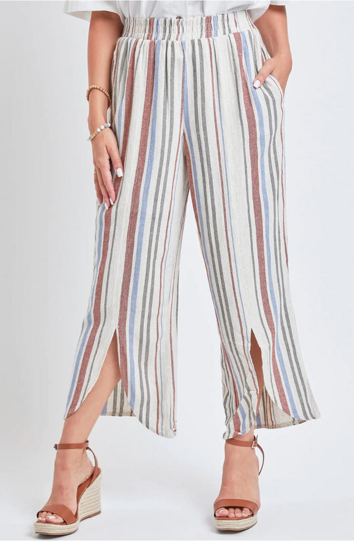 Tulip Slit Hem Wide Leg Cropped Pant