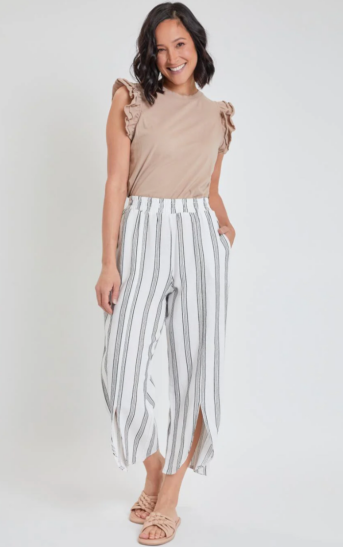 Tulip Slit Hem Wide Leg Cropped Pant
