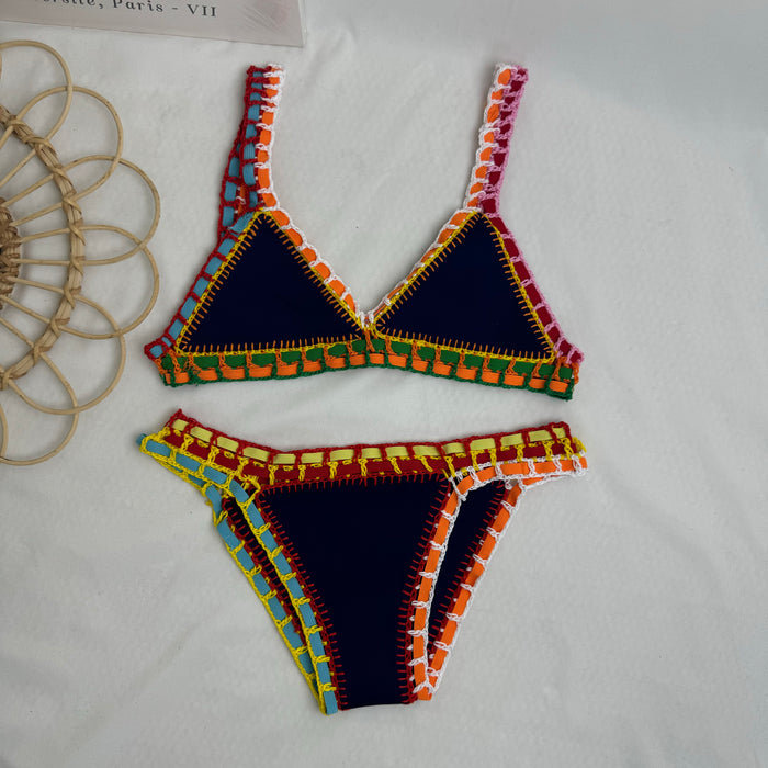 Two-Piece Colorful Bikini With Contrast Trim
