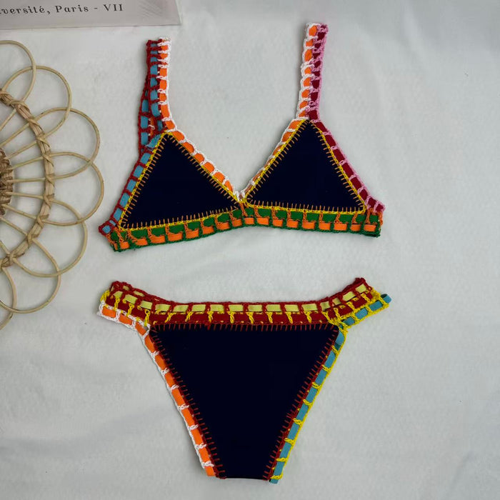 Two-Piece Colorful Bikini With Contrast Trim