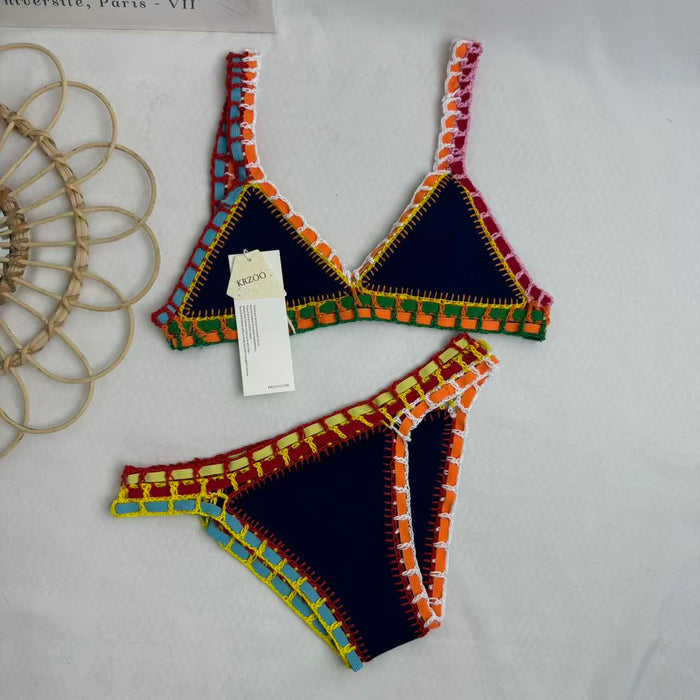 Two-Piece Colorful Bikini With Contrast Trim