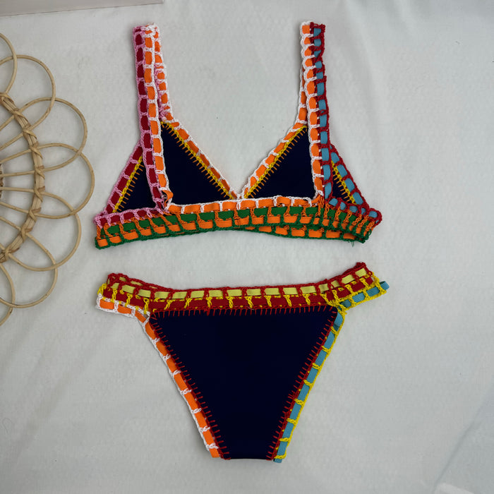 Two-Piece Colorful Bikini With Contrast Trim