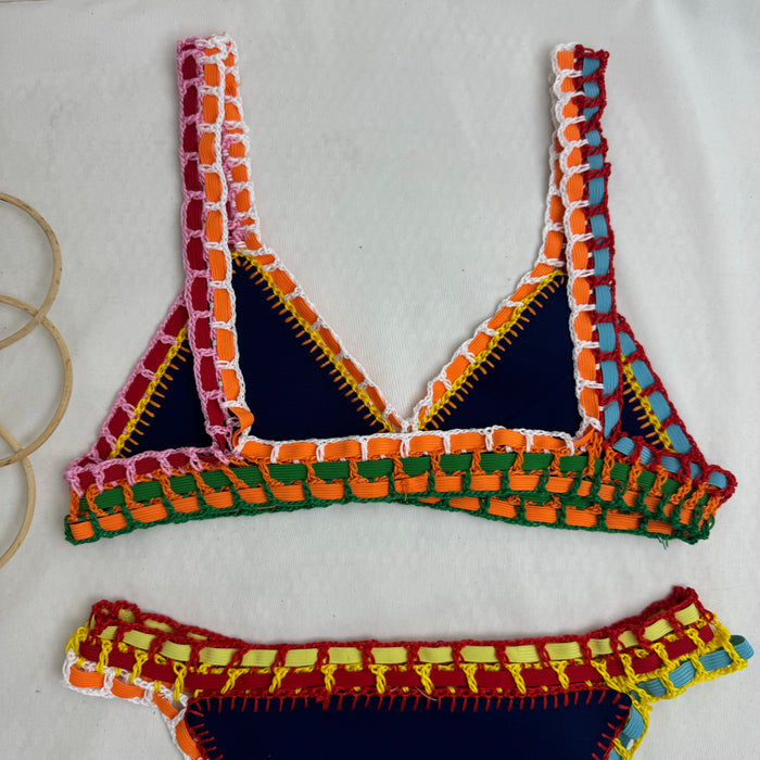 Two-Piece Colorful Bikini With Contrast Trim
