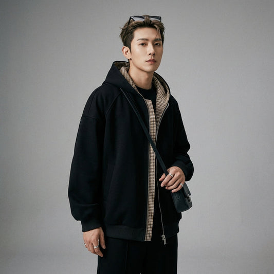 Sweat à capuche oversize bicolore homme femme - Koreanxwear - Taille M